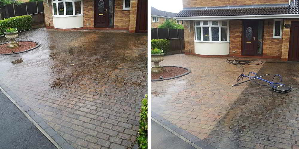 Cleaning Block Paving on Driveway